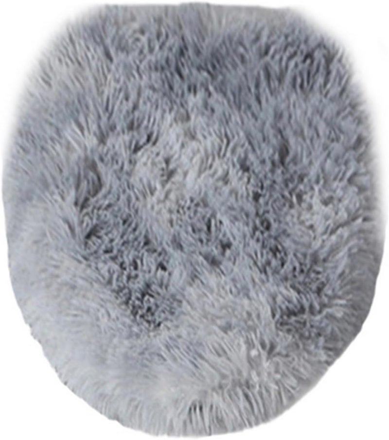 Insun Soft Fluffy Toilet Seat Cover, Washable Absorbent Lid Cover, Adjustable Non Slip Backing for Most Bathroom Toilet Lids Tie-Dyed Silver Grey 17.7" x 19.7" - Image 2